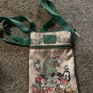 Disney Loungefly Holiday Crossbody Bag with Green Strap